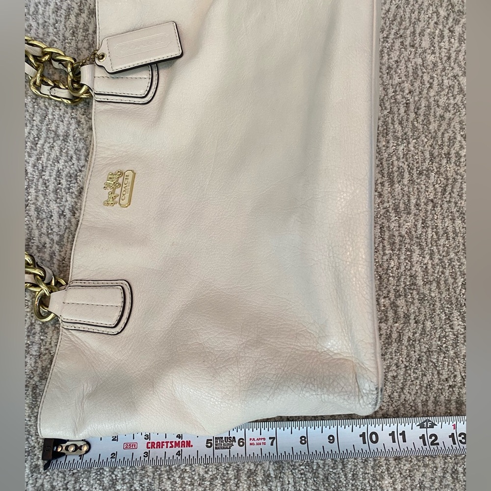 Coach Ivory Leather Tote with Gold Chain and Leather Straps Retail Style 20466 - Picture 16 of 16